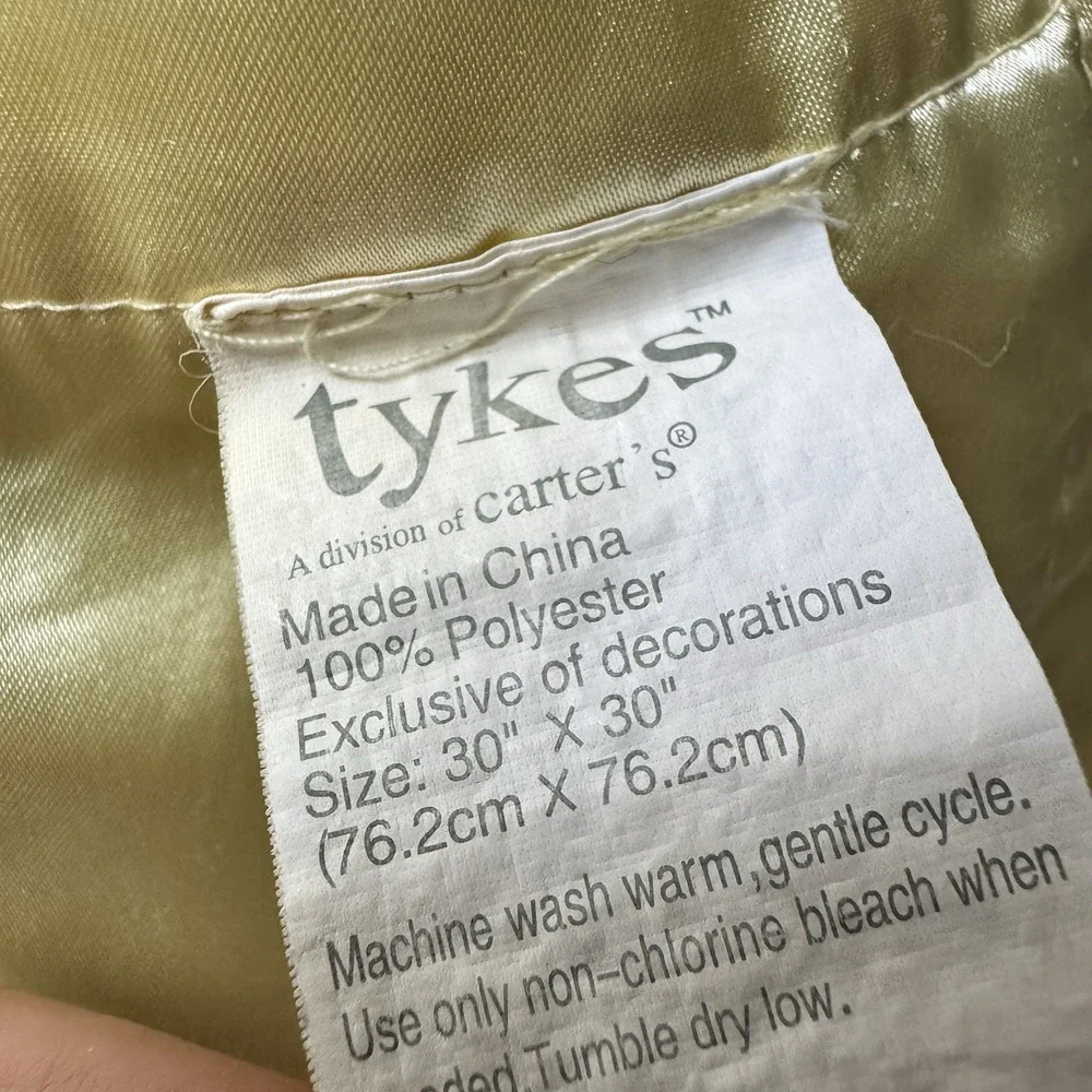 Tykes Carters Baby Silky Satin Security Blanket Square Yellow White Patchwork